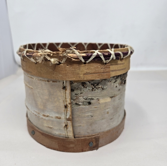 Handmade Birchbark Basket Primitive Look Stitched Laced Together Natural Nature - Picture 4 of 12